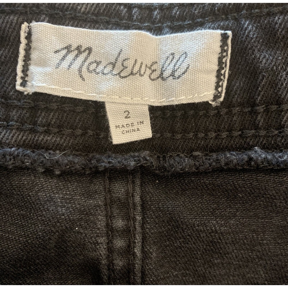 Madewell Button Front Skirt Women 2 Black Denim A-Line Mini H2310 Casual Classic - Picture 7 of 10
